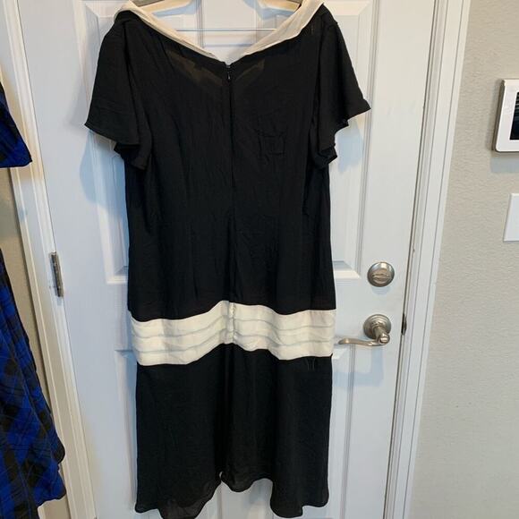 Unique Vintage 1920s Flapper Dress Black and Cream Sz M 44 - Picture 6 of 6